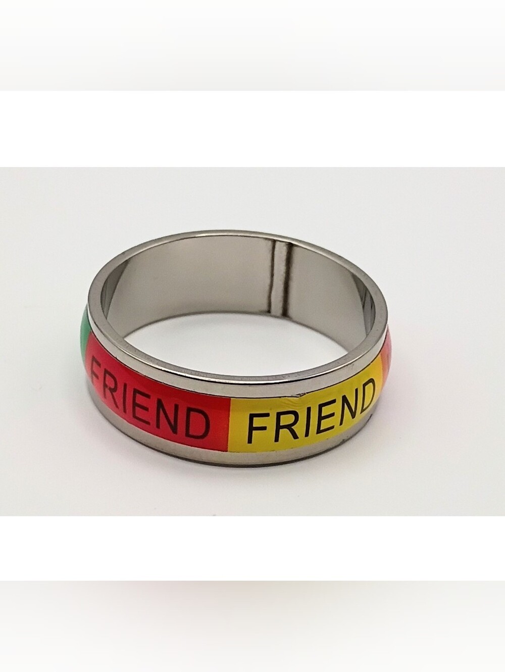 Friend Multicolor Enamel Stainless Steel Ring US Size 10